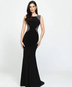 Madison James - 19-116 Beaded Jewel Evening Dress With Slit
