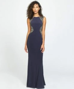 Madison James - 19-116 Beaded Jewel Evening Dress With Slit 7 Madison James - 19-116 Beaded Jewel Evening Dress With Slit