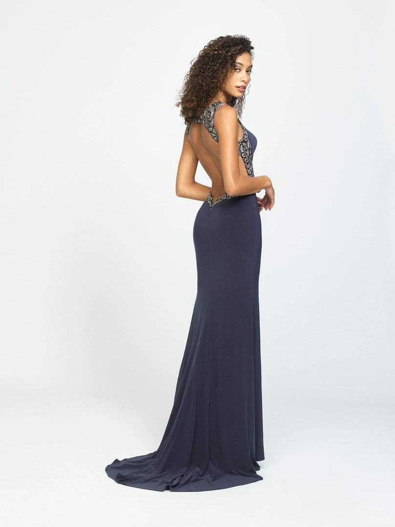 Madison James - 19-116 Beaded Jewel Evening Dress With Slit 5 Madison James - 19-116 Beaded Jewel Evening Dress With Slit