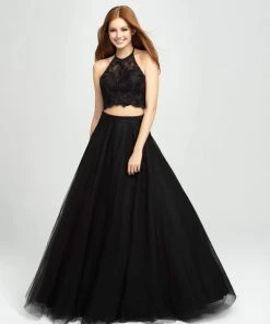 Madison James - 19-122 Embroidered Illusion Halter Tulle Gown Formal Gowns