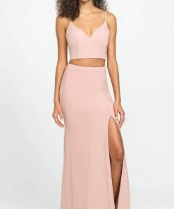Madison James - 19-123 Crop Top Sheath Skirt With Slit Jersey Dress Formal Gowns 11 Madison James - 19-123 Crop Top Sheath Skirt With Slit Jersey Dress Formal Gowns
