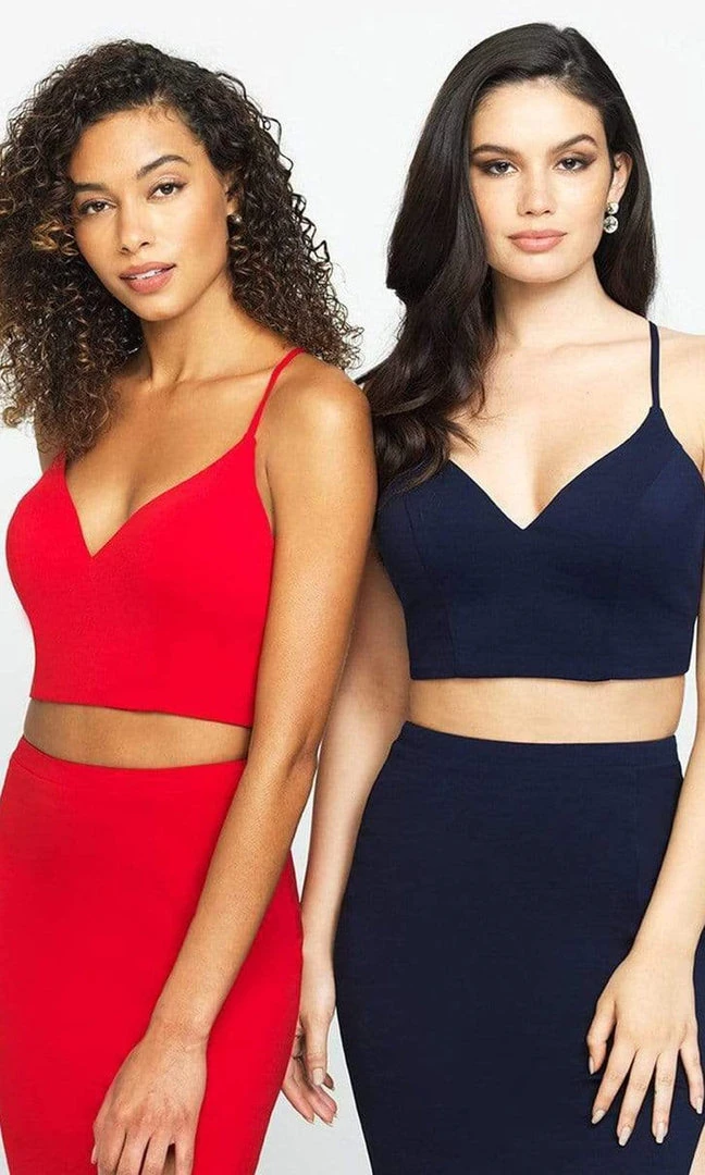 Madison James - 19-123 Crop Top Sheath Skirt With Slit Jersey Dress Formal Gowns 9 Madison James - 19-123 Crop Top Sheath Skirt With Slit Jersey Dress Formal Gowns