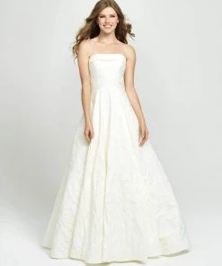 Madison James - 19-124 Strapless Floral Brocade Evening Gown Formal Gowns