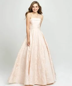 Madison James - 19-124 Strapless Floral Brocade Evening Gown Formal Gowns