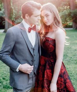 Madison James - 19-124 Strapless Floral Brocade Evening Gown Formal Gowns