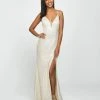 Madison James - 19-131 Sparkle Net Deep V-neck Trumpet Dress Formal Gowns
