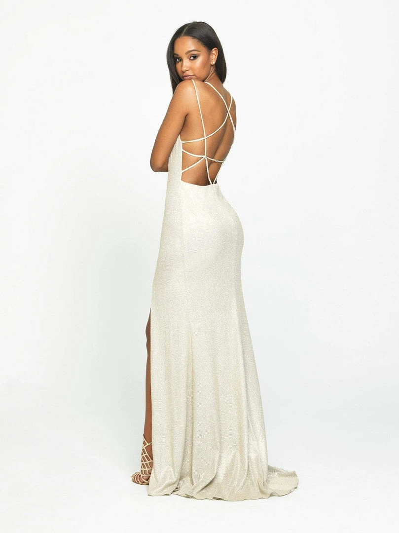 Madison James - 19-131 Sparkle Net Deep V-neck Trumpet Dress Formal Gowns 4 Madison James - 19-131 Sparkle Net Deep V-neck Trumpet Dress Formal Gowns
