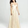Formal Gowns Madison James - 19-134 Shimmer Taffeta Plunging V-neck A-line Dress