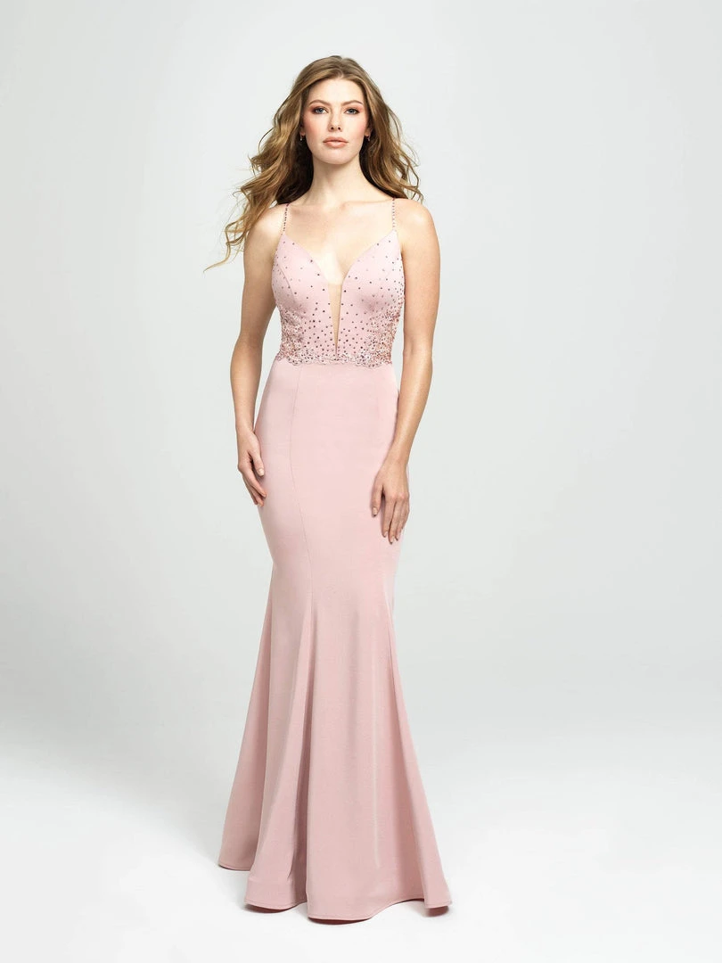 Madison James - 19-135 Jeweled Lace Plunging Mermaid Gown 3 Madison James - 19-135 Jeweled Lace Plunging Mermaid Gown