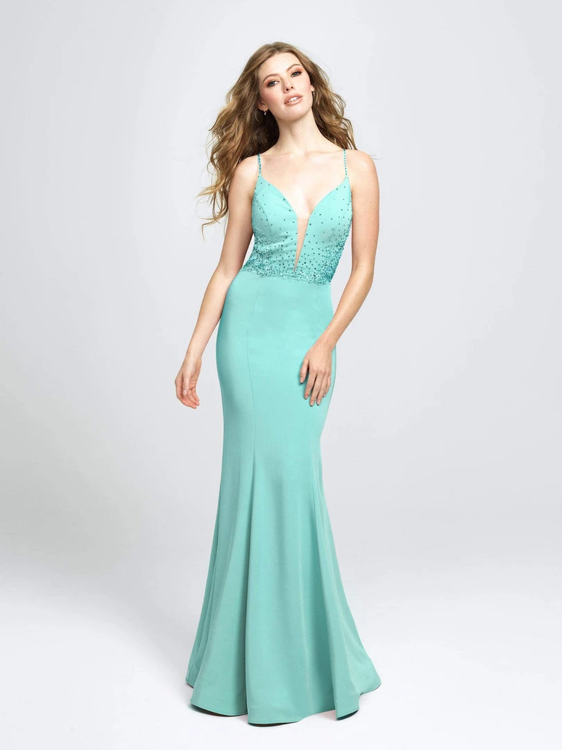 Madison James - 19-135 Jeweled Lace Plunging Mermaid Gown 6 Madison James - 19-135 Jeweled Lace Plunging Mermaid Gown