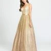 Madison James - 19-136 Glitter Tulle Deep V-neck A-line Dress Formal Gowns 1 Madison James - 19-136 Glitter Tulle Deep V-neck A-line Dress Formal Gowns