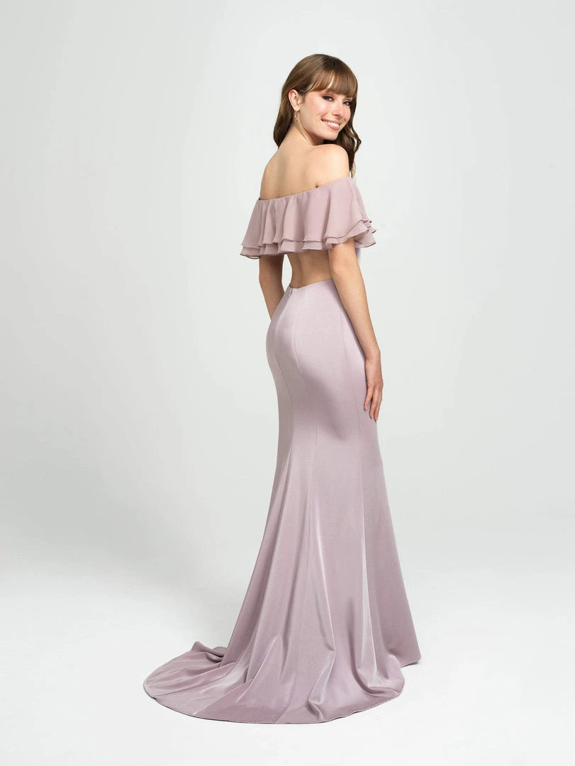 Madison James - 19-137 Ruffled Off-Shoulder Gown With Slit Formal Gowns 6 Madison James - 19-137 Ruffled Off-Shoulder Gown With Slit Formal Gowns