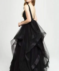 Formal Gowns Madison James - 19-138 Plunging V-Neck Ruffled Ballgown