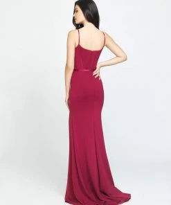 Madison James - 19-147 Boning Fitted Gown With Slit Formal Gowns 9 Madison James - 19-147 Boning Fitted Gown With Slit Formal Gowns