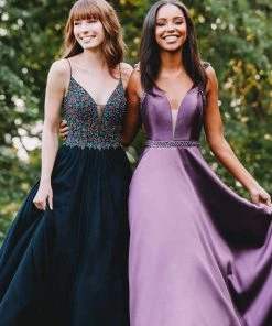 Formal Gowns Madison James - 19-149 Beaded Deep V-neck Tulle Ballgown