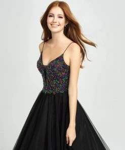 Formal Gowns Madison James - 19-149 Beaded Deep V-neck Tulle Ballgown