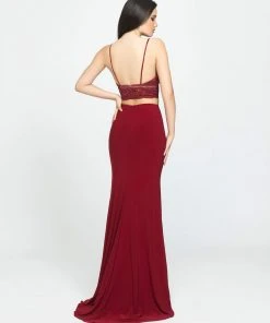 Madison James - 19-151 Two Piece Lace Jersey Trumpet Dress