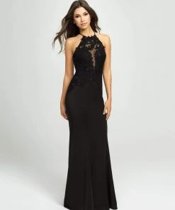 Madison James - 19-153 Strappy Embroidered Halter Dress Formal Gowns