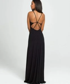 Madison James - 19-154 Glitter Jersey Deep V-neck Sheath Dress Formal Gowns