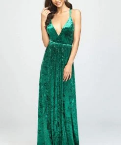 Madison James - 19-156 Plunging V-Neck A-Line Dress