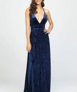 Madison James - 19-156 Plunging V-Neck A-Line Dress 11 Madison James - 19-156 Plunging V-Neck A-Line Dress