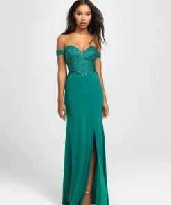 Madison James - 19-162 Beaded Off-Shoulder Gown With Slit 9 Madison James - 19-162 Beaded Off-Shoulder Gown With Slit