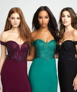 Madison James - 19-162 Beaded Off-Shoulder Gown With Slit 13 Madison James - 19-162 Beaded Off-Shoulder Gown With Slit