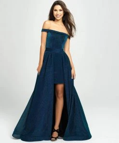 Madison James - 19-163 Shimmer Knit Off-Shoulder Dress With Overskirt 7 Madison James - 19-163 Shimmer Knit Off-Shoulder Dress With Overskirt