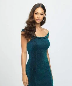Madison James - 19-164 Shimmer Knit Off-Shoulder Trumpet Dress Formal Gowns 6 Madison James - 19-164 Shimmer Knit Off-Shoulder Trumpet Dress Formal Gowns