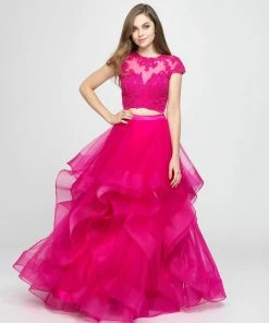 Madison James - 19-169 Two Piece Embroidered Ruffled Gown Formal Gowns