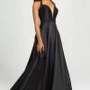 Madison James - 19-171 Bejeweled Halter Satin A-Line Gown