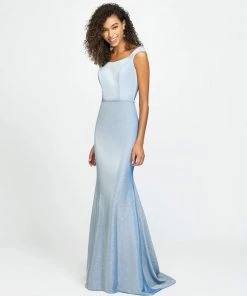 Madison James - 19-175 Glitter Jersey Trumpet Dress With Train Formal Gowns 8 Madison James - 19-175 Glitter Jersey Trumpet Dress With Train Formal Gowns