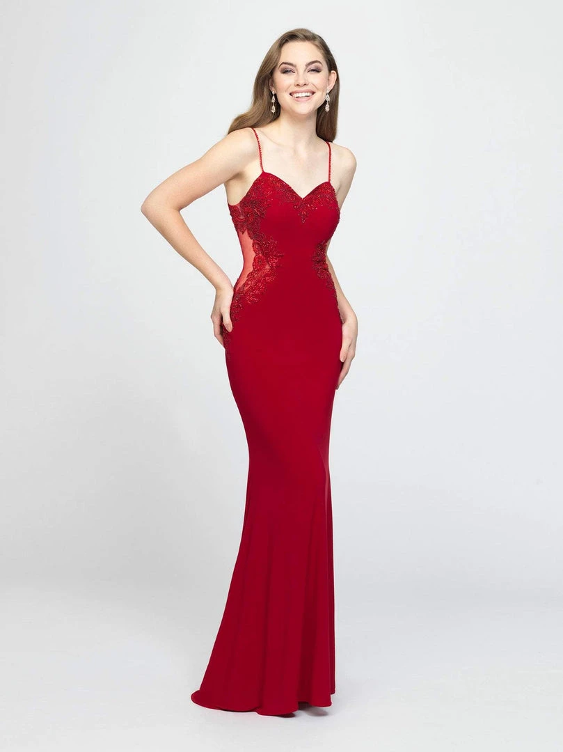 Formal Gowns Madison James - 19-182 Intricate Floral Beaded Illusion Midriff Gown 5 Formal Gowns Madison James - 19-182 Intricate Floral Beaded Illusion Midriff Gown