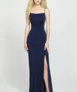 Formal Gowns Madison James - 19-185 Crisscross Strapped Backless High Slit Gown