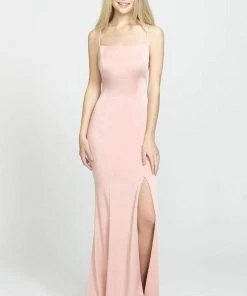 Formal Gowns Madison James - 19-185 Crisscross Strapped Backless High Slit Gown