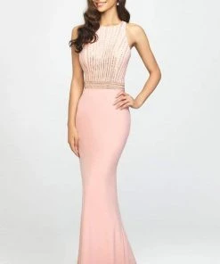 Formal Gowns Madison James - 19-197 Beaded Jersey Halter Trumpet Dress
