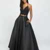 Madison James - 19-198 Two Piece Lace Mikado A-line Dress Formal Gowns