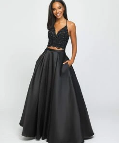 Madison James - 19-198 Two Piece Lace Mikado A-line Dress Formal Gowns