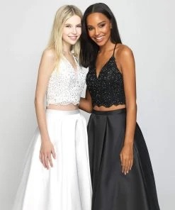 Madison James - 19-198 Two Piece Lace Mikado A-line Dress Formal Gowns