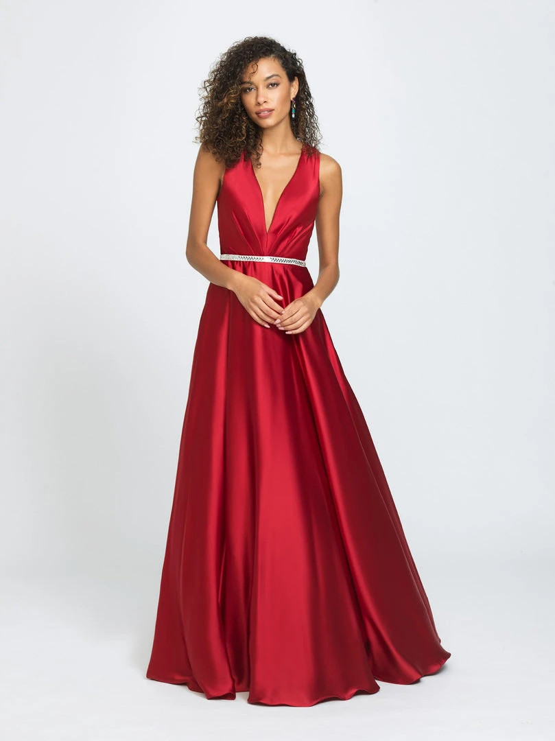 Formal Gowns Madison James - 19-204 Embellished Deep V-neck Stretch Satin Dress 7 Formal Gowns Madison James - 19-204 Embellished Deep V-neck Stretch Satin Dress