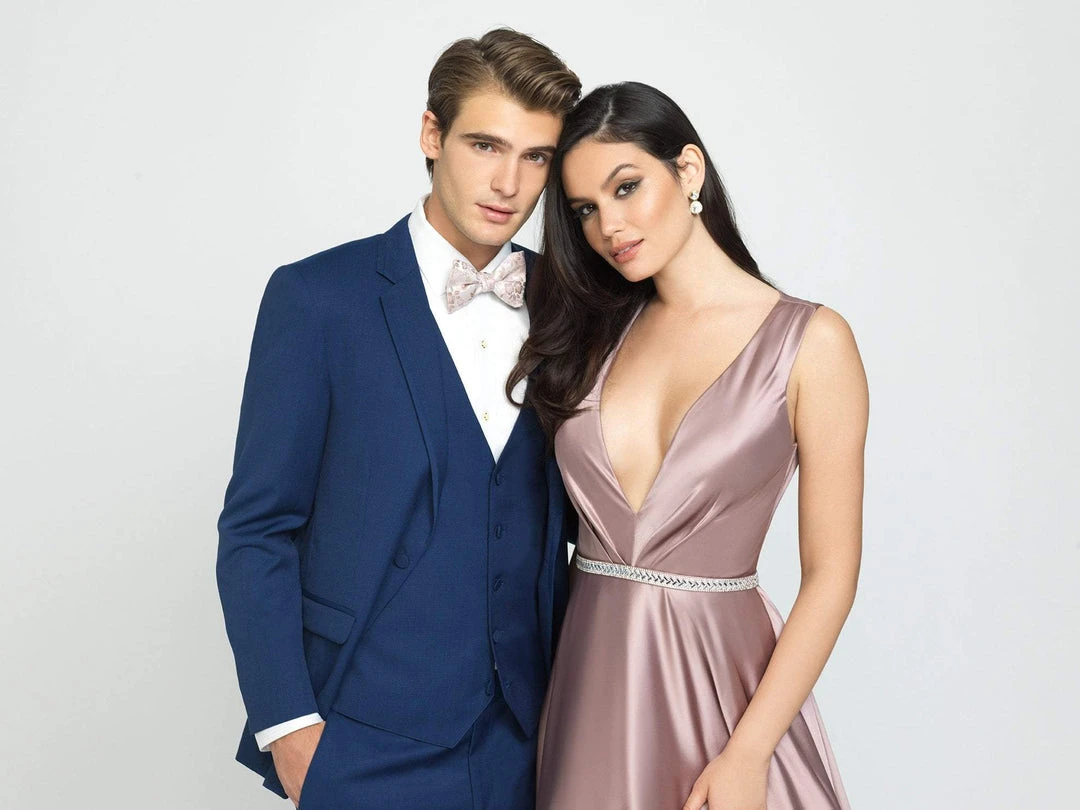 Formal Gowns Madison James - 19-204 Embellished Deep V-neck Stretch Satin Dress 6 Formal Gowns Madison James - 19-204 Embellished Deep V-neck Stretch Satin Dress