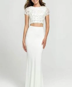 Madison James - 19-207 Two Piece Sequined Jersey Trumpet Dress Formal Gowns