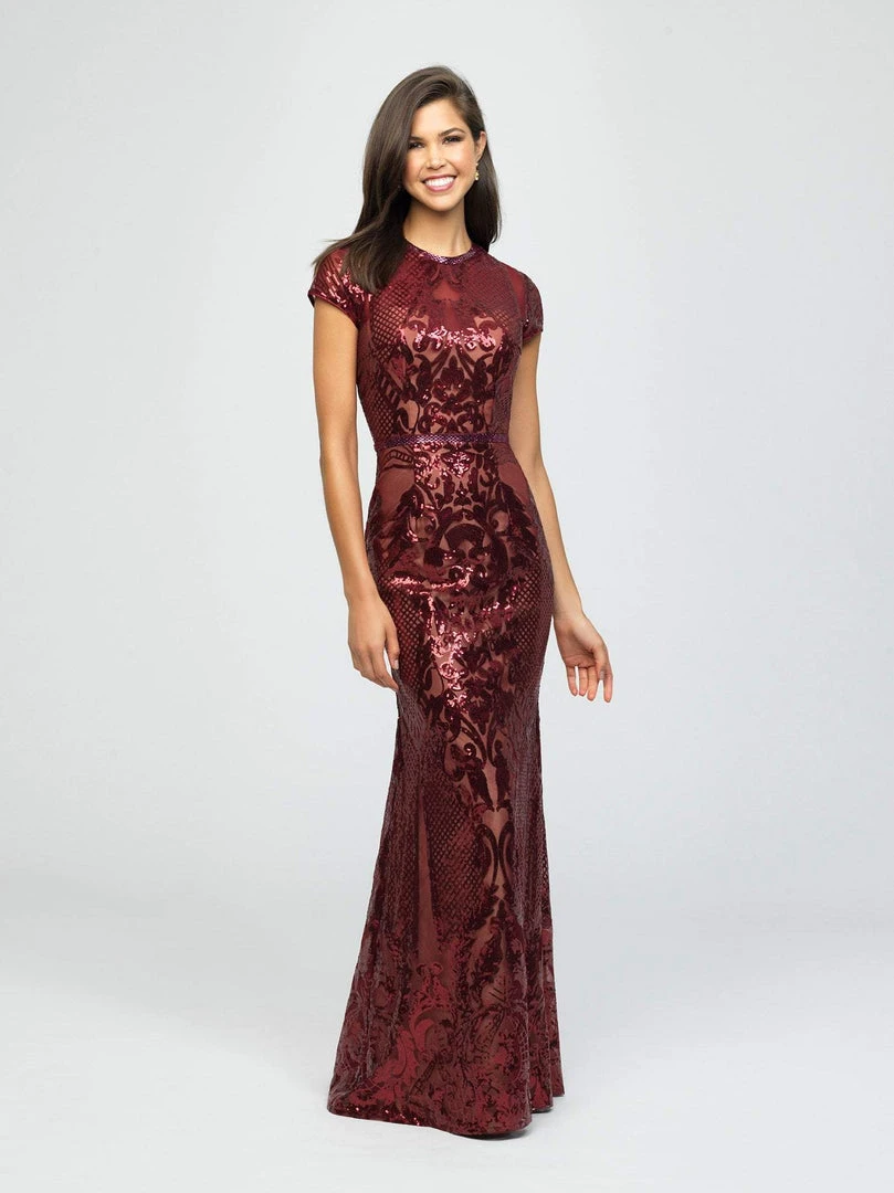 Formal Gowns Madison James - 19-253M Sequined Jewel Neck Trumpet Dress 4 Formal Gowns Madison James - 19-253M Sequined Jewel Neck Trumpet Dress