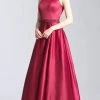 Madison James - 20-305 Bateau Open Back Pleated Ballgown Formal Gowns