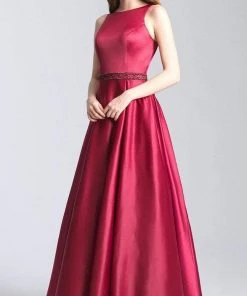 Madison James - 20-305 Bateau Open Back Pleated Ballgown Formal Gowns