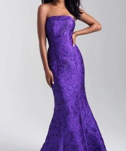 Madison James - 20-315 Floral Brocade Strapless Mermaid Dress