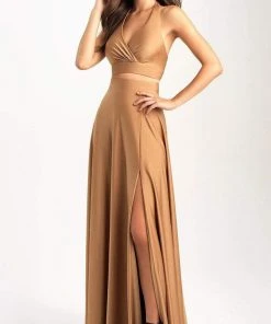 Formal Gowns Madison James - 20-318 Two Piece Halter Jersey A-line Dress 9 Formal Gowns Madison James - 20-318 Two Piece Halter Jersey A-line Dress