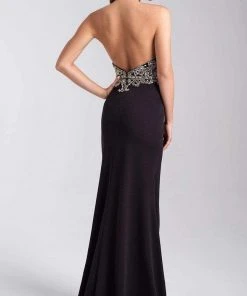 Formal Gowns Madison James - 20-322 Embellished Halter Dress With Slit