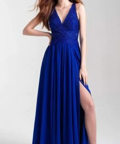 Madison James - 20-325 Embroidered V-neck Chiffon A-line Gown 11 Madison James - 20-325 Embroidered V-neck Chiffon A-line Gown