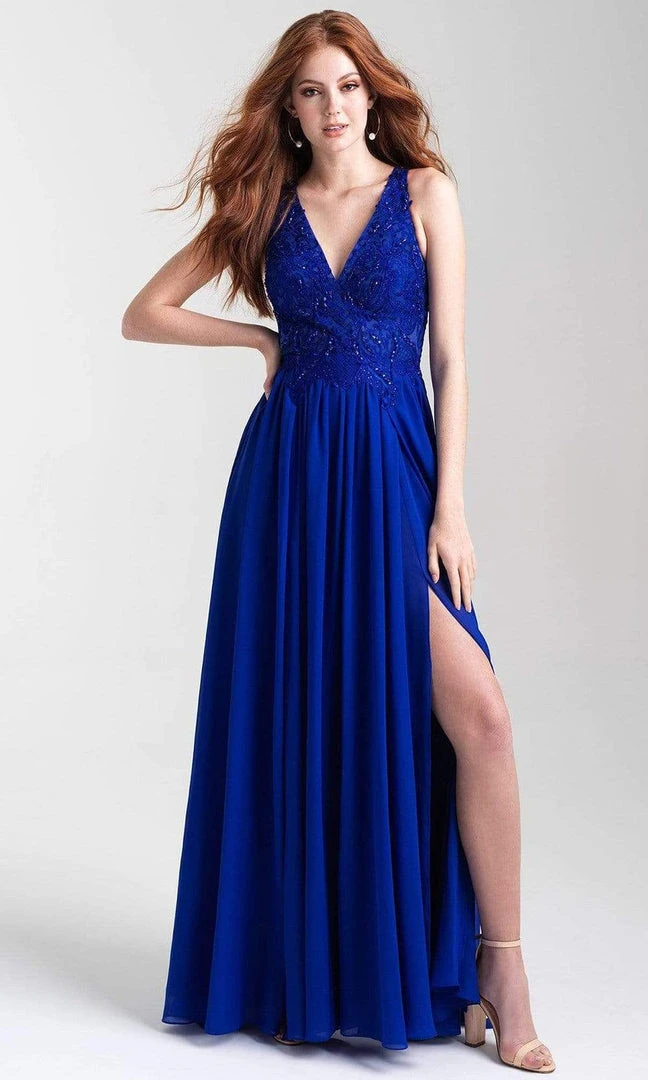 Madison James - 20-325 Embroidered V-neck Chiffon A-line Gown 6 Madison James - 20-325 Embroidered V-neck Chiffon A-line Gown